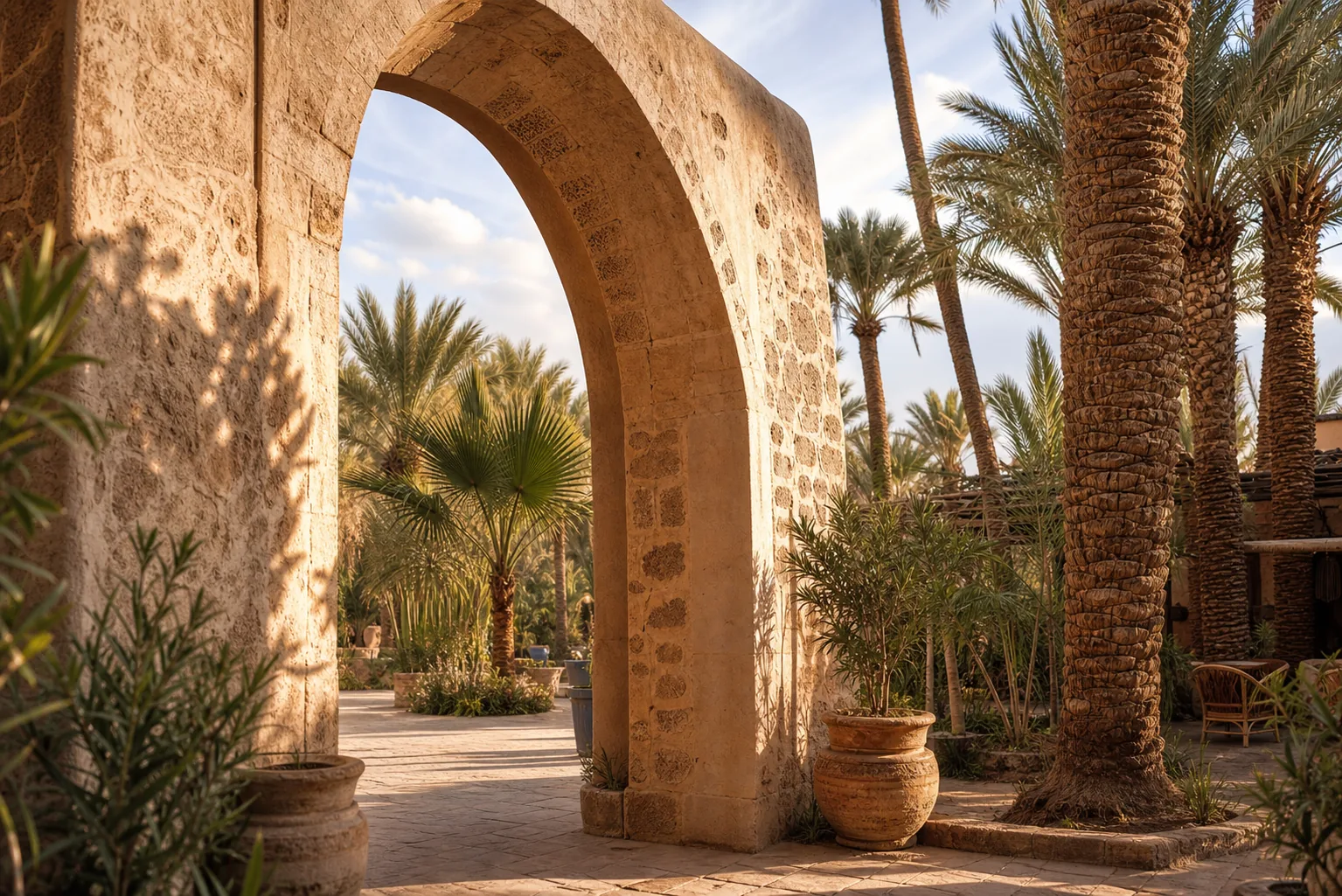 Arches tunisiennes décorées pour une réception de mariage à CAPSA